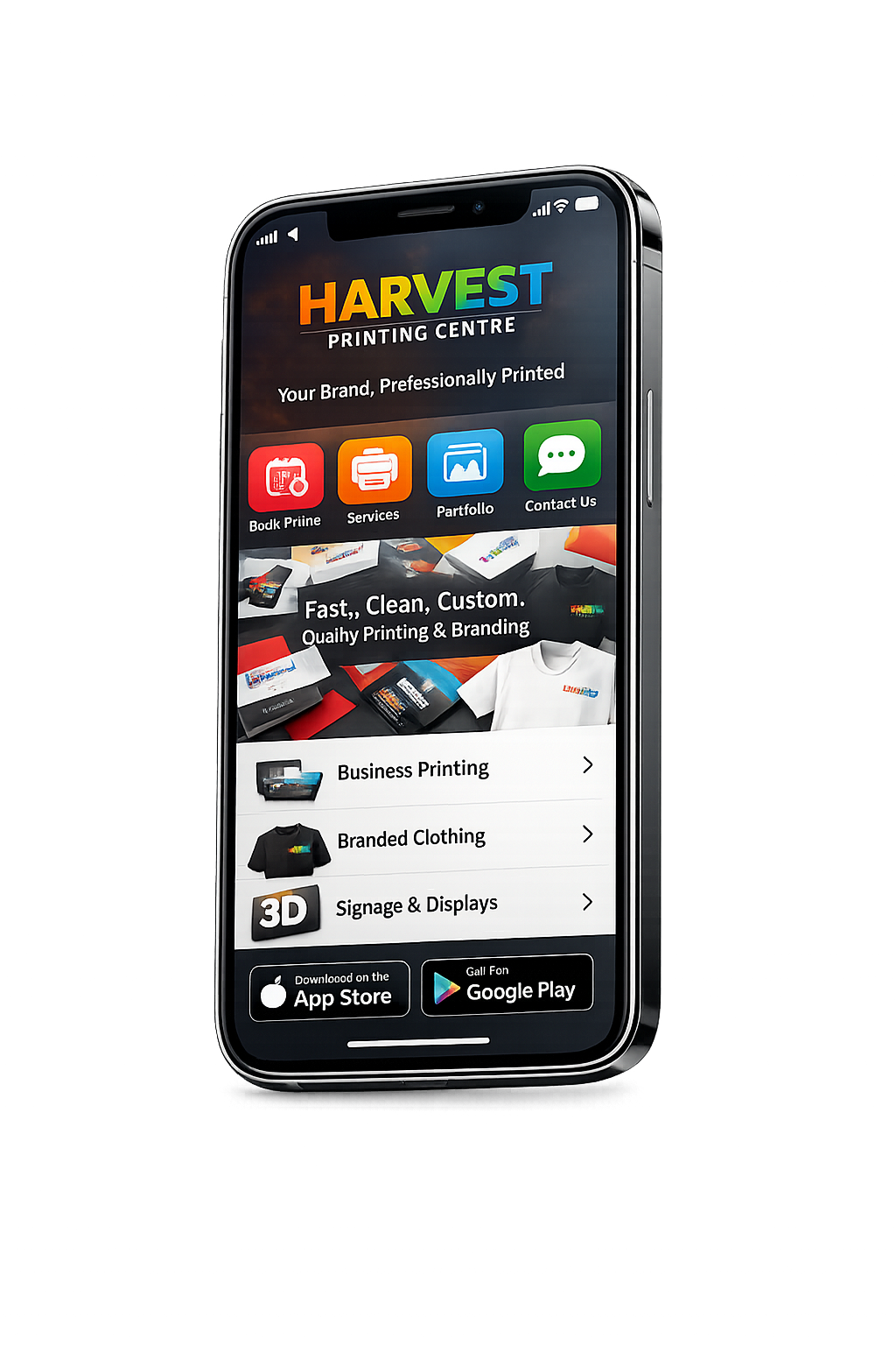 Harvest Printing Centre mobile app preview